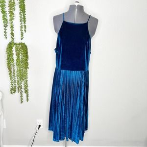 Chelsea28 Blue Velvet Sleeveless High Neck Dress Women's Size X-Large XL